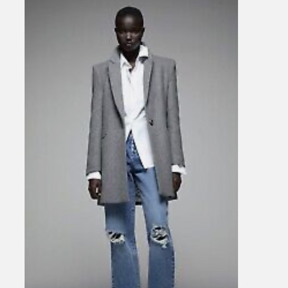 Zara Grey Wool Tailored Frock Coat - Picture 3 of 8